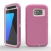 4 In 1 Belt Clip Holster Armour Hybrid PC And Silicone And TPU Back Case With Touch Through Screen Protector for Samsung Galaxy S7 G930 - Pink