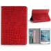 Alligator Pattern Wake/Sleep Dormancy Flip Stand Leather Case With Card Slots For iPad Mini 4 - Red