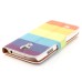 Beautiful Picture Design Built-in Wallet Magnetic Stand Folio Leather Case for Samsung Galaxy S4 i9500 - Rainbow Stripe