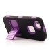 Black Silicone and PC Hybrid Case with Built-in Stand for iPhone 5/5s - Purple