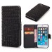 Bling Rhinestone Magnetic Folio Leather Case with Card Slot for iPhone 6 4.7 inch - Black