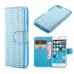 Bling Rhinestone Magnetic Folio Leather Case with Card Slot for iPhone 6 4.7 inch - Light Blue