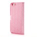 Bling Rhinestone Magnetic Folio Leather Case with Card Slot for iPhone 6 4.7 inch - Pink