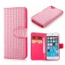Bling Rhinestone Magnetic Folio Leather Case with Card Slot for iPhone 6 4.7 inch - Pink