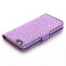 Bling Rhinestone Magnetic Folio Leather Case with Card Slot for iPhone 6 4.7 inch - Purple