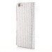 Bling Rhinestone Magnetic Folio Leather Case with Card Slot for iPhone 6 4.7 inch - Silver