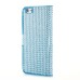 Bling Rhinestone Magnetic Folio Leather Case with Card Slot for iPhone 6 Plus - Light Blue