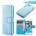 Bling Rhinestone Magnetic Folio Leather Case with Card Slot for iPhone 6 Plus - Light Blue