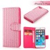 Bling Rhinestone Magnetic Folio Leather Case with Card Slot for iPhone 6 Plus - Pink