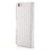 Bling Rhinestone Magnetic Folio Leather Case with Card Slot for iPhone 6 Plus - Silver
