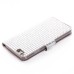 Bling Rhinestone Magnetic Folio Leather Case with Card Slot for iPhone 6 Plus - Silver