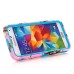 Branch Pattern Silicone And PC Back Case With Stand And Touch Through Screen Protector For Samsung Galaxy S5 G900 - Blue