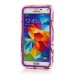 Branch Pattern Silicone And PC Back Case With Stand And Touch Through Screen Protector For Samsung Galaxy S5 G900 - Purple