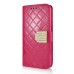 Bright Color Sheepskin Bling Rhinestone Decorated Leather Case Stand Cover with Card Holder for Samsung Galaxy S6 Edge - Red