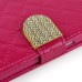 Bright Color Sheepskin Bling Rhinestone Decorated Leather Case Stand Cover with Card Holder for Samsung Galaxy S6 Edge - Red