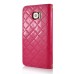 Bright Color Sheepskin Bling Rhinestone Decorated Leather Case Stand Cover with Card Holder for Samsung Galaxy S6 G920 - Red