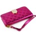 Bright Skin with Metal Diamond Studded Wallet Leather Case with Card Holder for iPhone 6 4.7 inch - Magenta