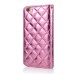 Bright Skin with Metal Diamond Studded Wallet Leather Case with Card Holder for iPhone 6 4.7 inch - Pink