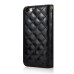 Bright Skin with Metal Diamond Studded Wallet Leather Case with Card Holder for iPhone 6 Plus - Black