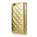 Bright Skin with Metal Diamond Studded Wallet Leather Case with Card Holder for iPhone 6 Plus - Gold