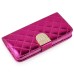 Bright Skin with Metal Diamond Studded Wallet Leather Case with Card Holder for iPhone 6 Plus - Magenta
