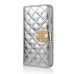 Bright Skin with Metal Diamond Studded Wallet Leather Case with Card Holder for iPhone 6 Plus - Silver