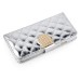 Bright Skin with Metal Diamond Studded Wallet Leather Case with Card Holder for iPhone 6 Plus - Silver