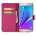 Butterfly Pattern Magnetic Leather Flip Case With Card Slot For Samsung Galaxy Note 5 - Magenta