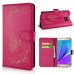 Butterfly Pattern Magnetic Leather Flip Case With Card Slot For Samsung Galaxy Note 5 - Magenta