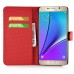 Butterfly Pattern Magnetic Leather Flip Case With Card Slot For Samsung Galaxy Note 5 - Red