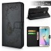 Butterfly Pattern Magnetic Leather Flip Case With Card Slot For Samsung Galaxy S6 Edge Plus - Black