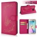 Butterfly Pattern Magnetic Leather Flip Case With Card Slot For Samsung Galaxy S6 Edge Plus - Magenta