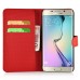 Butterfly Pattern Magnetic Leather Flip Case With Card Slot For Samsung Galaxy S6 Edge Plus - Red