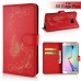 Butterfly Pattern Magnetic Leather Flip Case With Card Slot For Samsung Galaxy S6 Edge Plus - Red