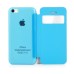 Caller ID View Window PU Leather Folio Flip Case With Transparent Back Cover For Apple iPhone 5C