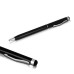 Capacitive Stylus + Twisting Pen For iPhone iPod iPad - Black (With Silver Clip)
