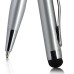 Capacitive Stylus + Twisting Pen For iPhone iPod iPad - Silver (With Silver Clip)