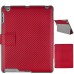 Carbon Fiber Horizontal Flip Leather Case Cover For iPad 2 / 3 / 4 - Red