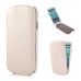 Carbon Fiber Vertical Flip Leather Case for Samsung Galaxy S3 - White