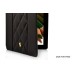 Chanel Style Porsche Logo Stand Folio Leather Case For iPad 2 - Coffee