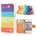 Color Drawing Design Stand Magnetic Wallet Leather Case with Card Slot for iPhone 4/4S - Rainbow