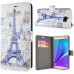Colorful Blue Eiffel Tower Pattern Magnetic Stand Leather Case With Card Slots For Samsung Galaxy Note 5