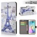 Colorful Blue Eiffel Tower Pattern Magnetic Stand Leather Case With Card Slots For Samsung Galaxy S6 Edge Plus