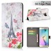 Colorful Butterfly Eiffel Tower Pattern Magnetic Stand Leather Case With Card Slots For Samsung Galaxy S6 Edge Plus