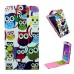 Colorful Drawing Magnetic Vertical Leather Case with Card Slot for Samsung Galaxy Note 4 - Colorful Owls