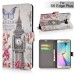 Colorful Elizabeth Tower Pattern Magnetic Stand Leather Case With Card Slots For Samsung Galaxy S6 Edge Plus