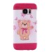 Colorful Painted Hard Back PC Shell Case Cover for Samsung Galaxy S7 G930 - Pink bowknot bear