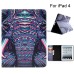 Colorful Picture Printed Artistic Elephant Wallet Card Slot Stand Leather Smart Case For iPad 2 / 3 /4