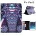 Colorful Picture Printed Artistic Elephant Wallet Card Slot Stand Leather Smart Case For iPad Air (iPad 5)