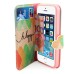 Colorful Picture Printed Be Happy Wallet Card Slot Stand Leather Case For iPhone 5 / 5s